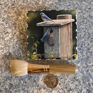 bareMinerals Beige w/ Gold Seal Angled Face Brush Cream Bristles Bare Es…